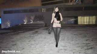 Jeny Smith Nude In Snow Fall Walking Through The City