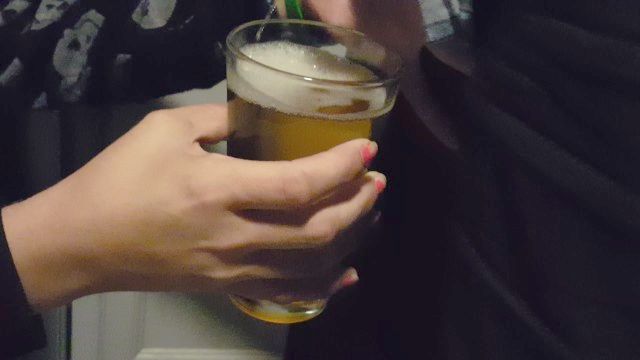 White Trash Trollop Drinks Glass Of Yellow Urine - Gagging Choking Hate Devour