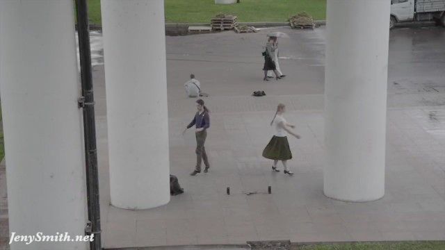 Jeny Smith Society Exhibitionist Shares Perfect Upskirt Views On The Streets