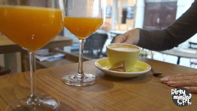 With Stiff Leather Leggings Into City For Coffee
