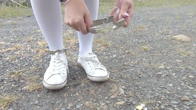 Schoolgirl White Knee Socks And Ankle Cuffs / Shackles Handcuffs