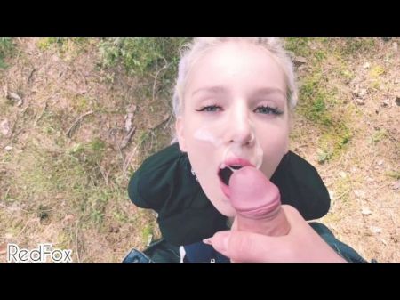 Outside Blow Willy , Teenage Slutty In The Forest Gets Jizz On Face - Red Fox