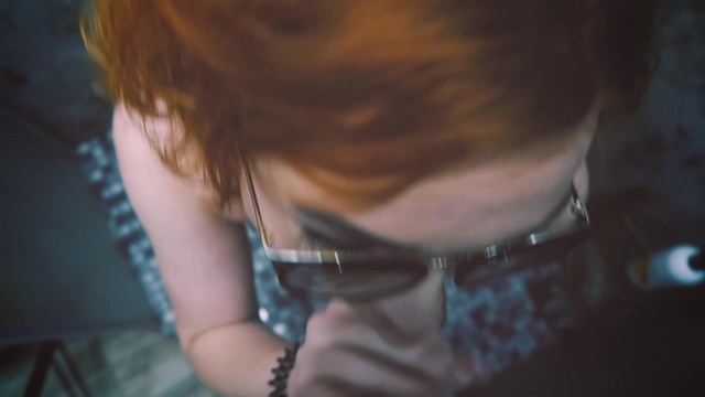 Redhead Glasses Teen Facefuck Deepthroat In Bathroom