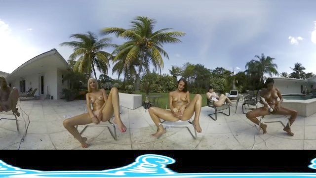 Lesbische Virtual Reality-show, Im Freien Am Pool Spritz