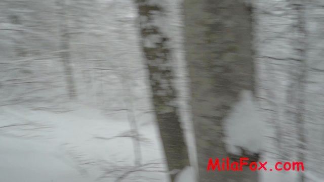 Heiß Gesaugt Im Frost Einen Schwanz Snowboarder Im Wald. Sperma Im Gesicht